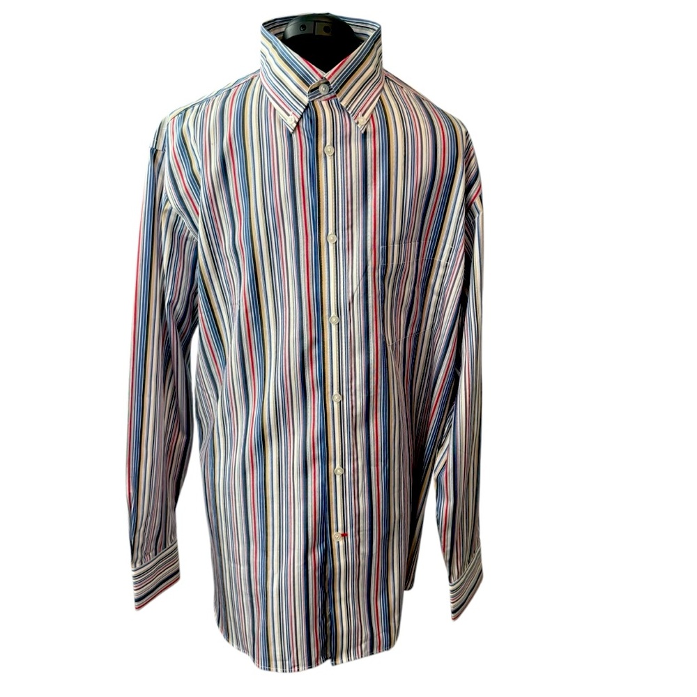DANIEL CREMIEUX SIGNATURE COLLECTION MULTI-COLOR STRIPED LS BUTTON DOWN SHIRT.